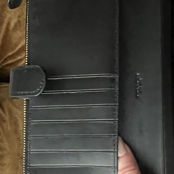 Coach Black Leather Wallet with Gold Accent - Picture 11 of 15